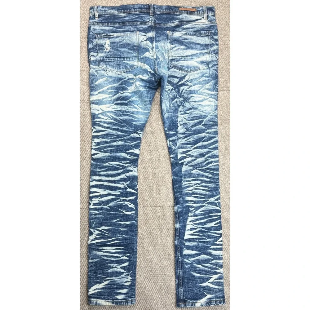 Evolution In Design Men's Distressed Slim Fit‎ 5 Pocket Denim Jeans Size 38x34
